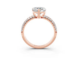 Rose gold Heart Cut Cut Pave Diamond Engagement Ring with Channel Set Band and Four-Prong Setting_3