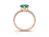 Rose gold Heart Cut Cut Pave Diamond Engagement Ring with Channel Set Band and Four-Prong Setting_3