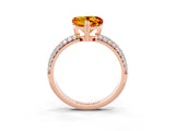 Rose gold Heart Cut Cut Pave Diamond Engagement Ring with Channel Set Band and Four-Prong Setting_3