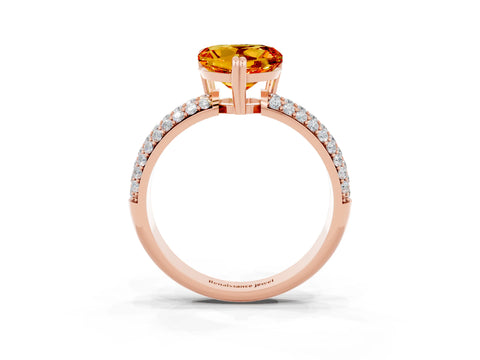 Rose gold Heart Cut Cut Pave Diamond Engagement Ring with Channel Set Band and Four-Prong Setting_3