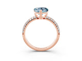 Rose gold Heart Cut Cut Pave Diamond Engagement Ring with Channel Set Band and Four-Prong Setting_3