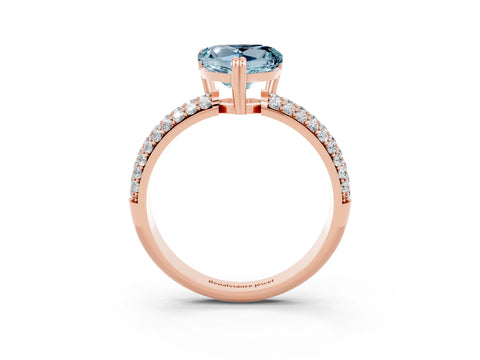 Rose gold Heart Cut Cut Pave Diamond Engagement Ring with Channel Set Band and Four-Prong Setting_3