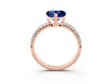 Rose gold Heart Cut Cut Pave Diamond Engagement Ring with Channel Set Band and Four-Prong Setting_3