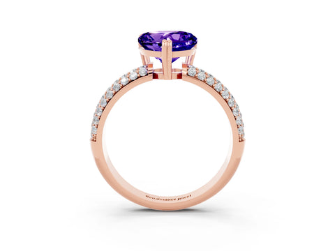Rose gold Heart Cut Cut Pave Diamond Engagement Ring with Channel Set Band and Four-Prong Setting_3