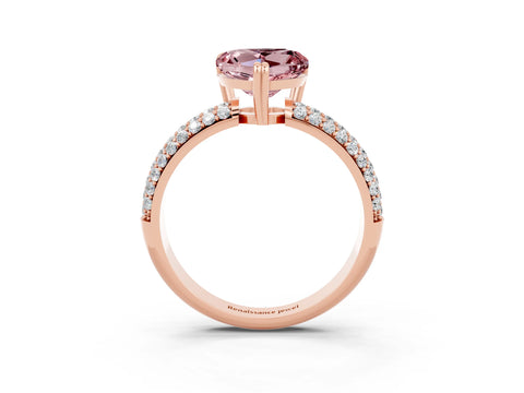 Rose gold Heart Cut Cut Pave Diamond Engagement Ring with Channel Set Band and Four-Prong Setting_3