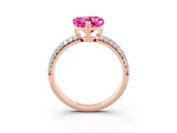 Rose gold Heart Cut Cut Pave Diamond Engagement Ring with Channel Set Band and Four-Prong Setting_3