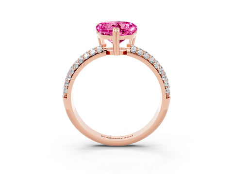 Rose gold Heart Cut Cut Pave Diamond Engagement Ring with Channel Set Band and Four-Prong Setting_3