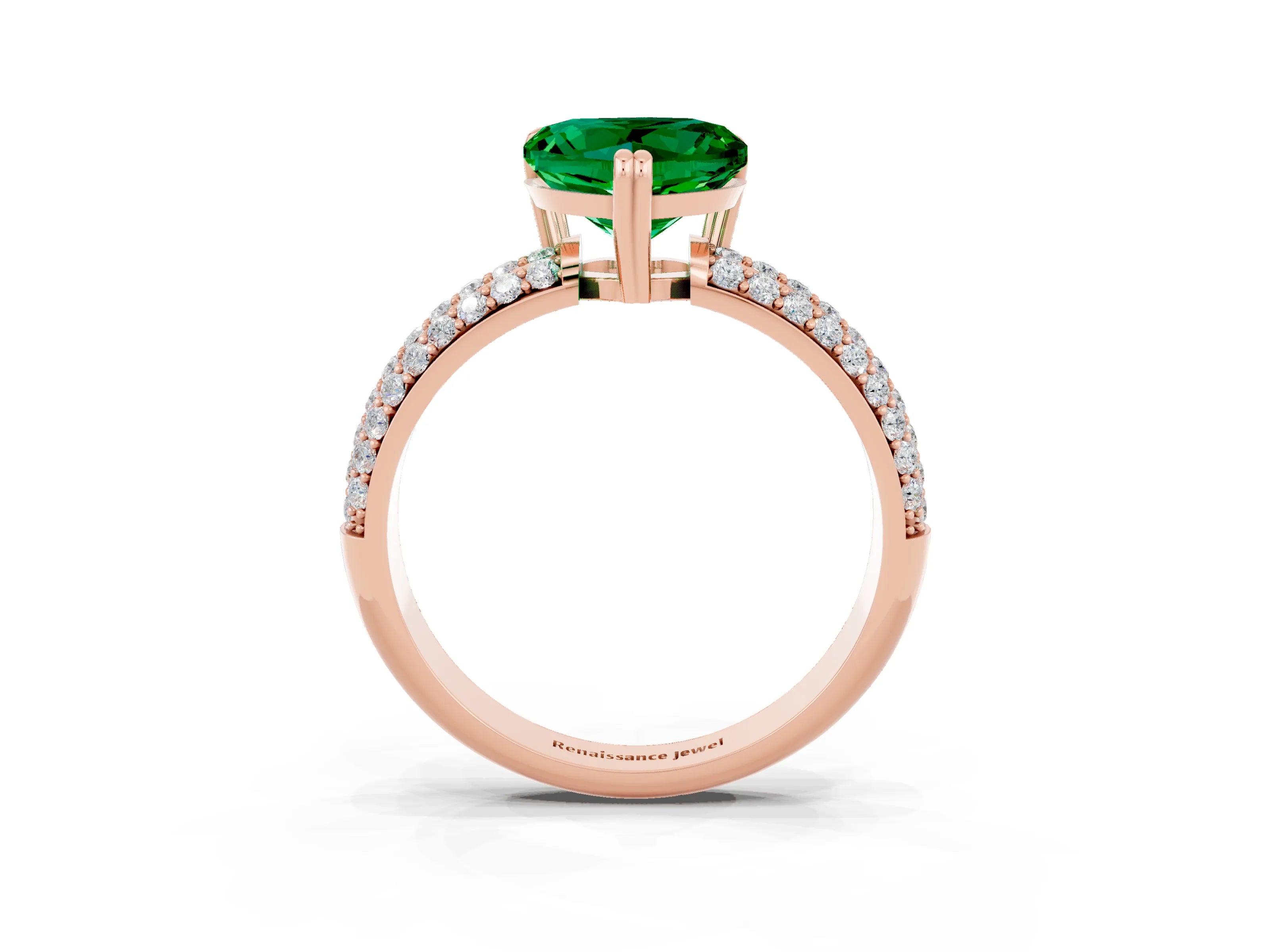 Rose gold Heart Cut Cut Pave Diamond Engagement Ring with Channel Set Band and Four-Prong Setting_3