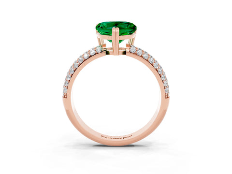 Rose gold Heart Cut Cut Pave Diamond Engagement Ring with Channel Set Band and Four-Prong Setting_3