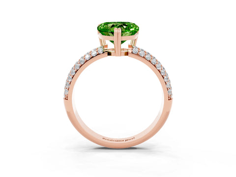 Rose gold Heart Cut Cut Pave Diamond Engagement Ring with Channel Set Band and Four-Prong Setting_3