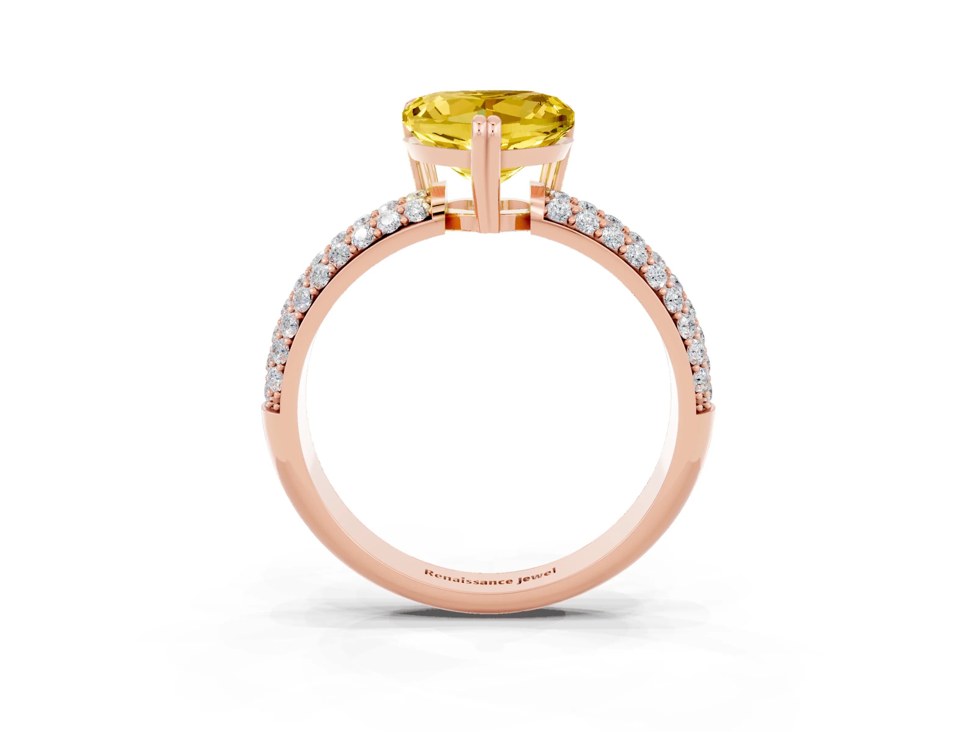 Rose gold Heart Cut Cut Pave Diamond Engagement Ring with Channel Set Band and Four-Prong Setting_3