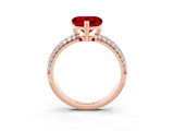 Rose gold Heart Cut Cut Pave Diamond Engagement Ring with Channel Set Band and Four-Prong Setting_3