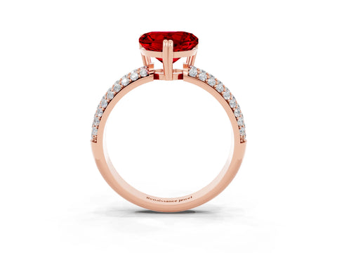 Rose gold Heart Cut Cut Pave Diamond Engagement Ring with Channel Set Band and Four-Prong Setting_3