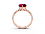 Rose gold Heart Cut Cut Pave Diamond Engagement Ring with Channel Set Band and Four-Prong Setting_3