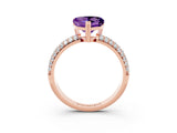Rose gold Heart Cut Cut Pave Diamond Engagement Ring with Channel Set Band and Four-Prong Setting_3