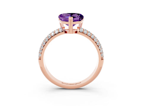 Rose gold Heart Cut Cut Pave Diamond Engagement Ring with Channel Set Band and Four-Prong Setting_3