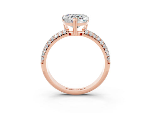 Rose gold Heart Cut Cut Pave Diamond Engagement Ring with Channel Set Band and Four-Prong Setting_3