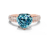 Rose gold Heart Cut Cut Pave Diamond Engagement Ring with Channel Set Band and Four-Prong Setting