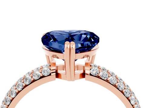 Rose gold Heart Cut Cut Pave Diamond Engagement Ring with Channel Set Band and Four-Prong Setting_4
