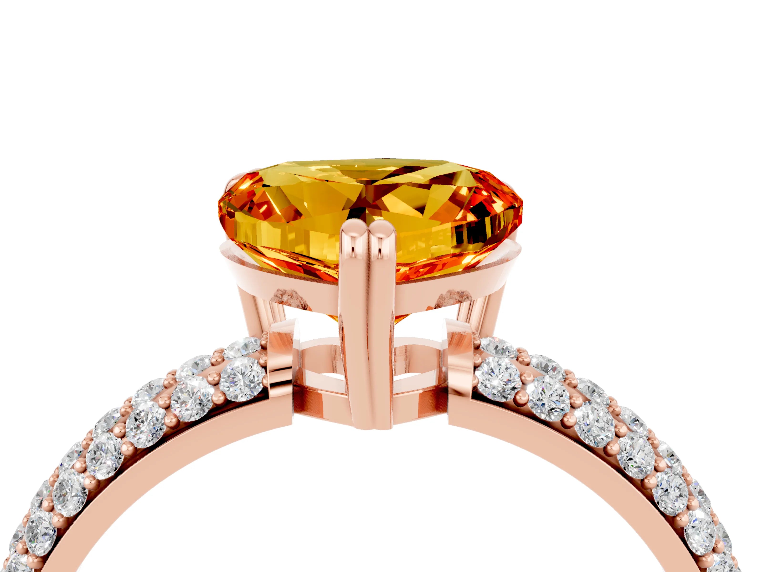 Rose gold Heart Cut Cut Pave Diamond Engagement Ring with Channel Set Band and Four-Prong Setting_4