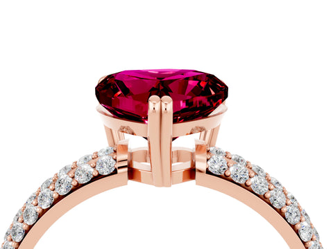 Rose gold Heart Cut Cut Pave Diamond Engagement Ring with Channel Set Band and Four-Prong Setting_4