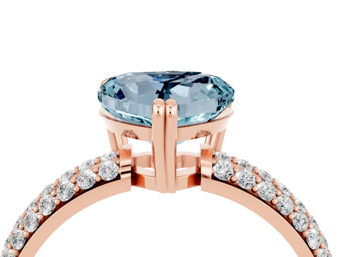 Rose gold Heart Cut Cut Pave Diamond Engagement Ring with Channel Set Band and Four-Prong Setting_4