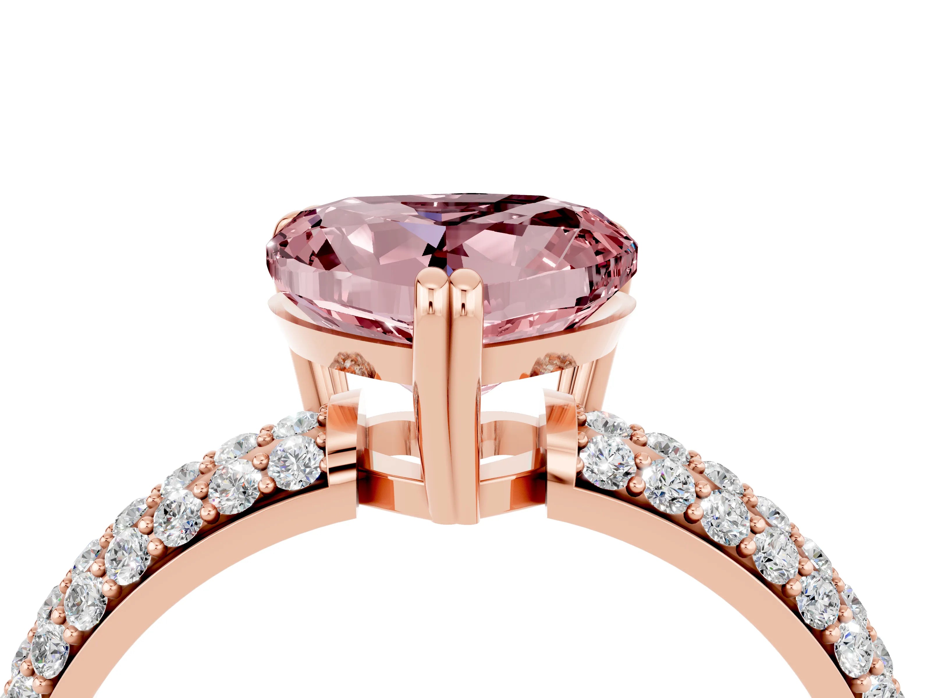 Rose gold Heart Cut Cut Pave Diamond Engagement Ring with Channel Set Band and Four-Prong Setting_4