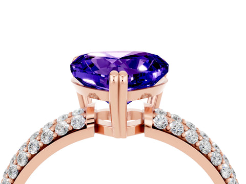Rose gold Heart Cut Cut Pave Diamond Engagement Ring with Channel Set Band and Four-Prong Setting_4