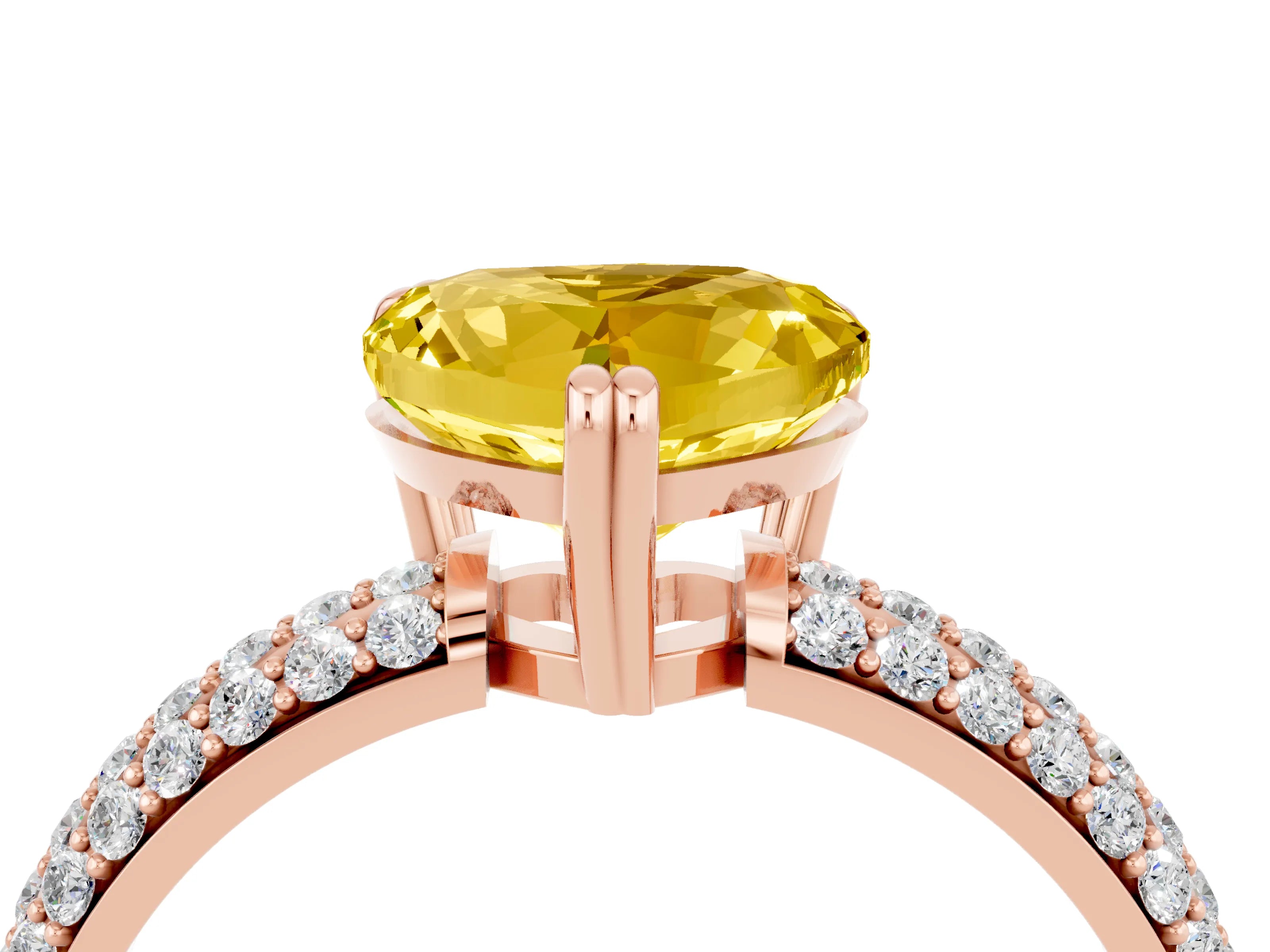Rose gold Heart Cut Cut Pave Diamond Engagement Ring with Channel Set Band and Four-Prong Setting_4