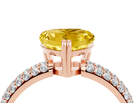 Rose gold Heart Cut Cut Pave Diamond Engagement Ring with Channel Set Band and Four-Prong Setting_4