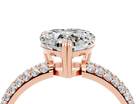 Rose gold Heart Cut Cut Pave Diamond Engagement Ring with Channel Set Band and Four-Prong Setting_4