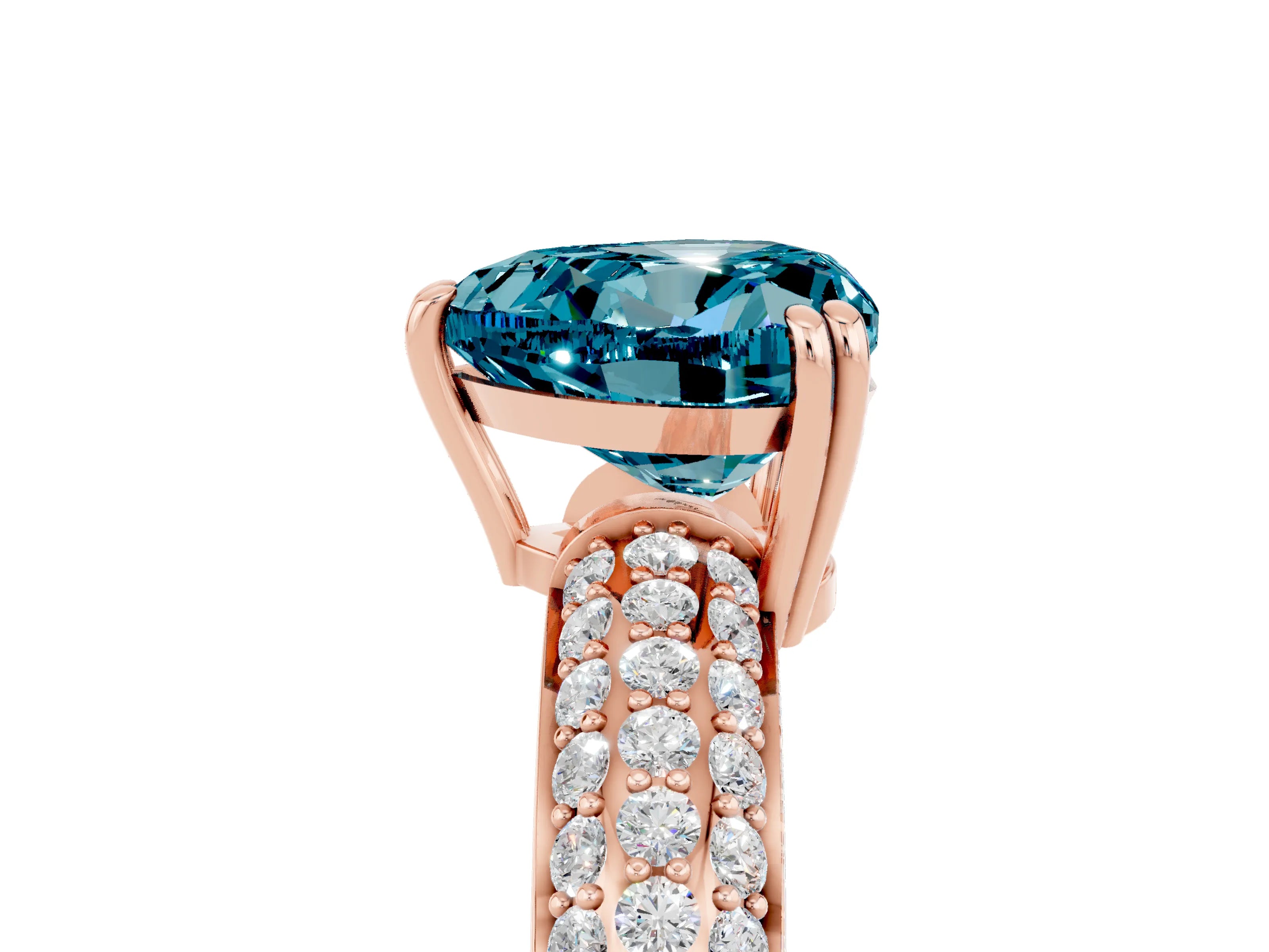 Rose gold Heart Cut Cut Pave Diamond Engagement Ring with Channel Set Band and Four-Prong Setting_5