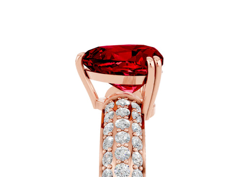 Rose gold Heart Cut Cut Pave Diamond Engagement Ring with Channel Set Band and Four-Prong Setting_5