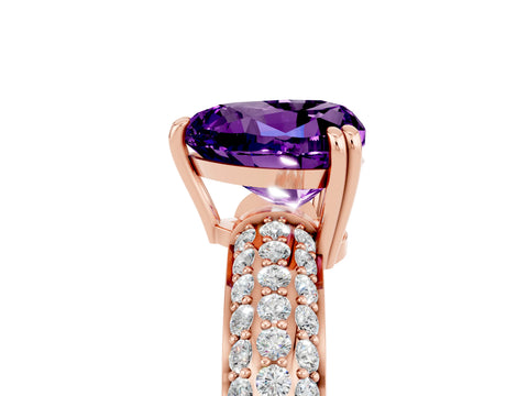 Rose gold Heart Cut Cut Pave Diamond Engagement Ring with Channel Set Band and Four-Prong Setting_5