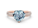 Rose gold Heart Cut Cut Pave Diamond Engagement Ring with Channel Set Band and Four-Prong Setting