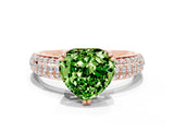 Rose gold Heart Cut Cut Pave Diamond Engagement Ring with Channel Set Band and Four-Prong Setting