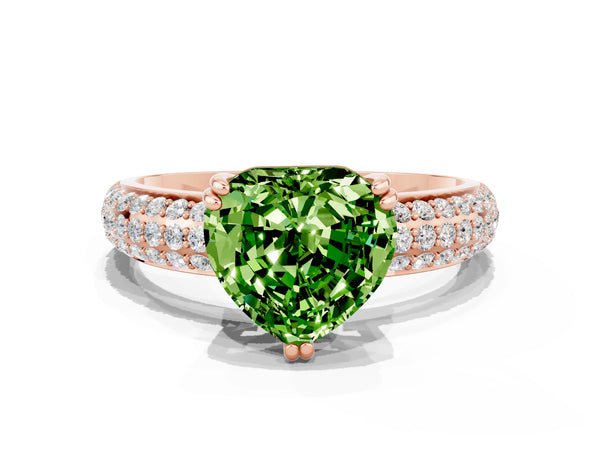 Rose gold Heart Cut Cut Pave Diamond Engagement Ring with Channel Set Band and Four-Prong Setting