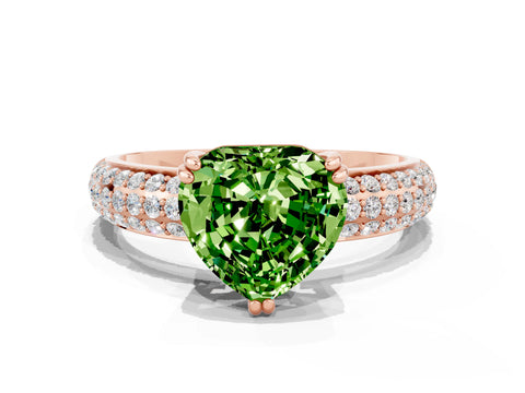Rose gold Heart Cut Cut Pave Diamond Engagement Ring with Channel Set Band and Four-Prong Setting