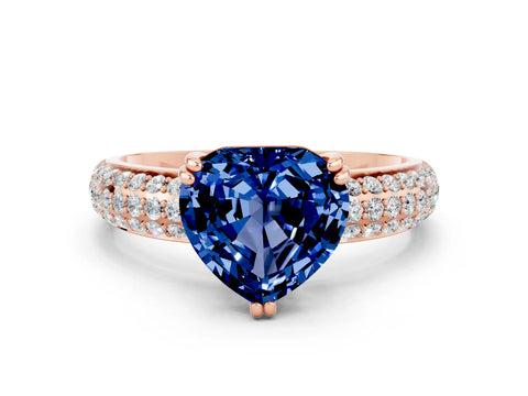 Rose gold Heart Cut Cut Pave Diamond Engagement Ring with Channel Set Band and Four-Prong Setting