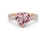 Rose gold Heart Cut Cut Pave Diamond Engagement Ring with Channel Set Band and Four-Prong Setting
