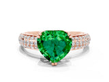 Rose gold Heart Cut Cut Pave Diamond Engagement Ring with Channel Set Band and Four-Prong Setting