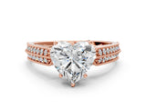 Rose gold Heart Cut Cut Pave Split Shank Engagement Ring with Four-Prong Setting_15