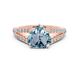 Rose gold Heart Cut Cut Split Shank Pave Diamond Engagement Ring with Four-Prong Setting
