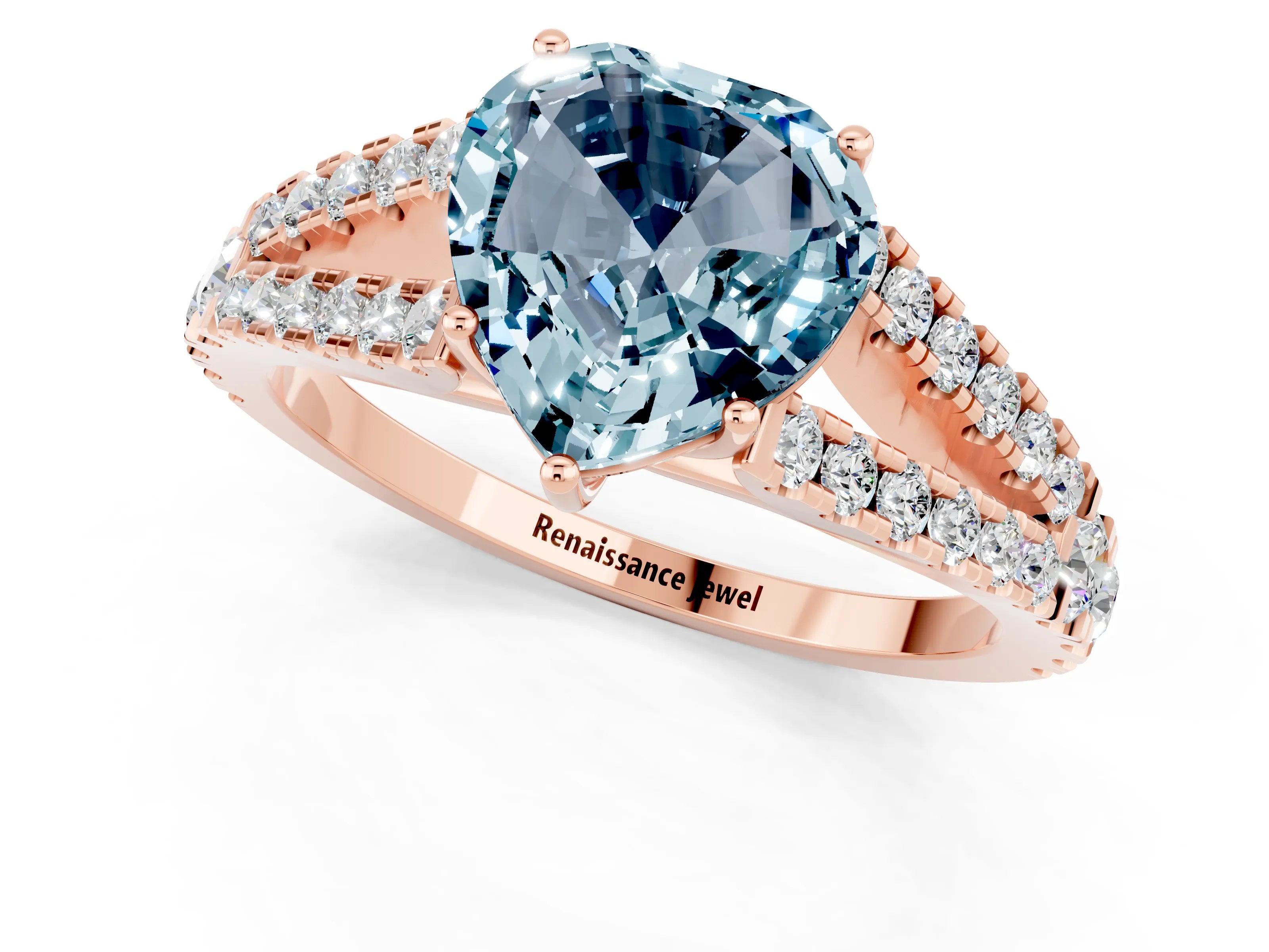 Rose gold Heart Cut Cut Split Shank Pave Diamond Engagement Ring with Four-Prong Setting_1