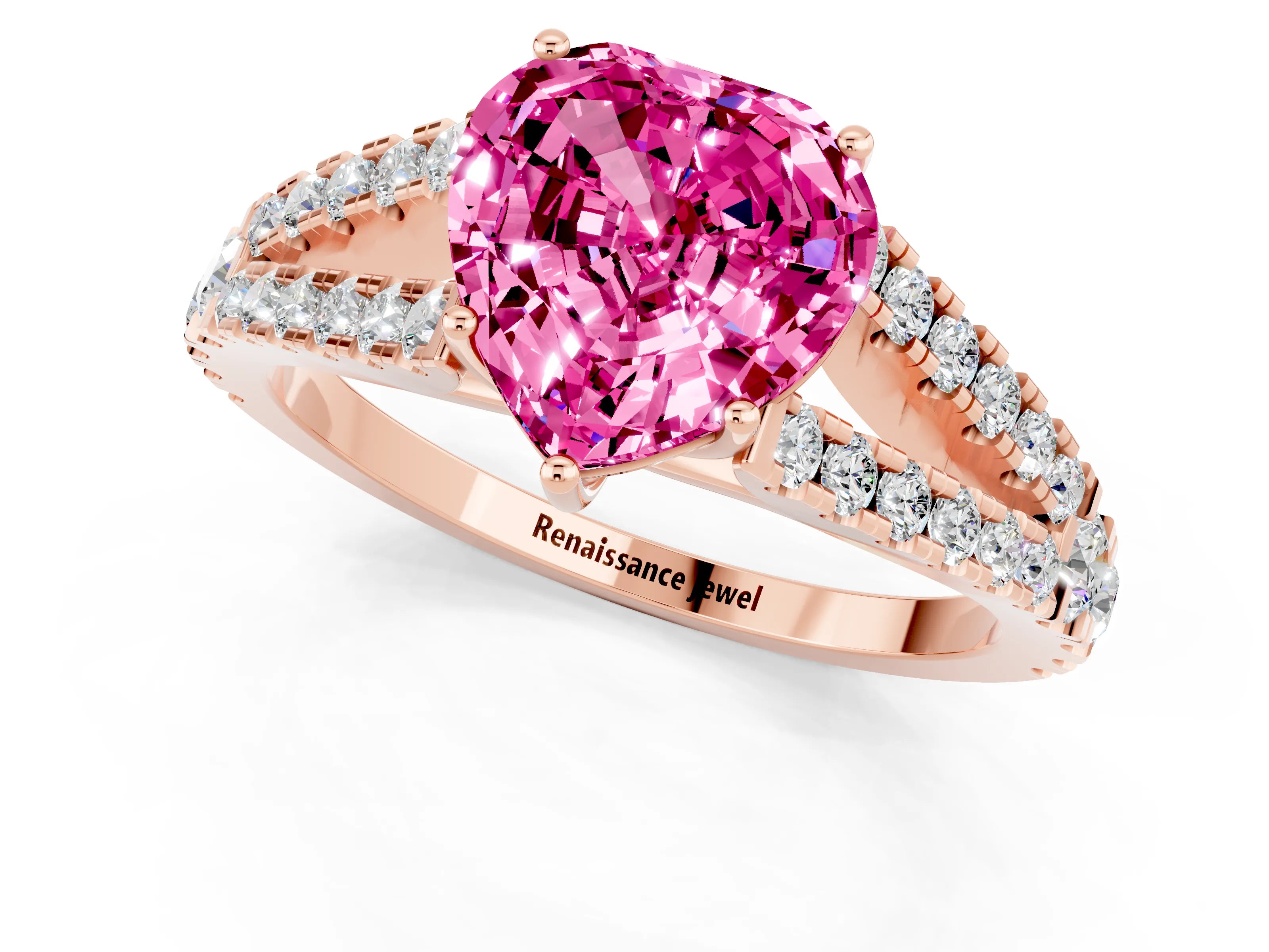 Rose gold Heart Cut Cut Split Shank Pave Diamond Engagement Ring with Four-Prong Setting_1