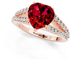 Rose gold Heart Cut Cut Split Shank Pave Diamond Engagement Ring with Four-Prong Setting_1