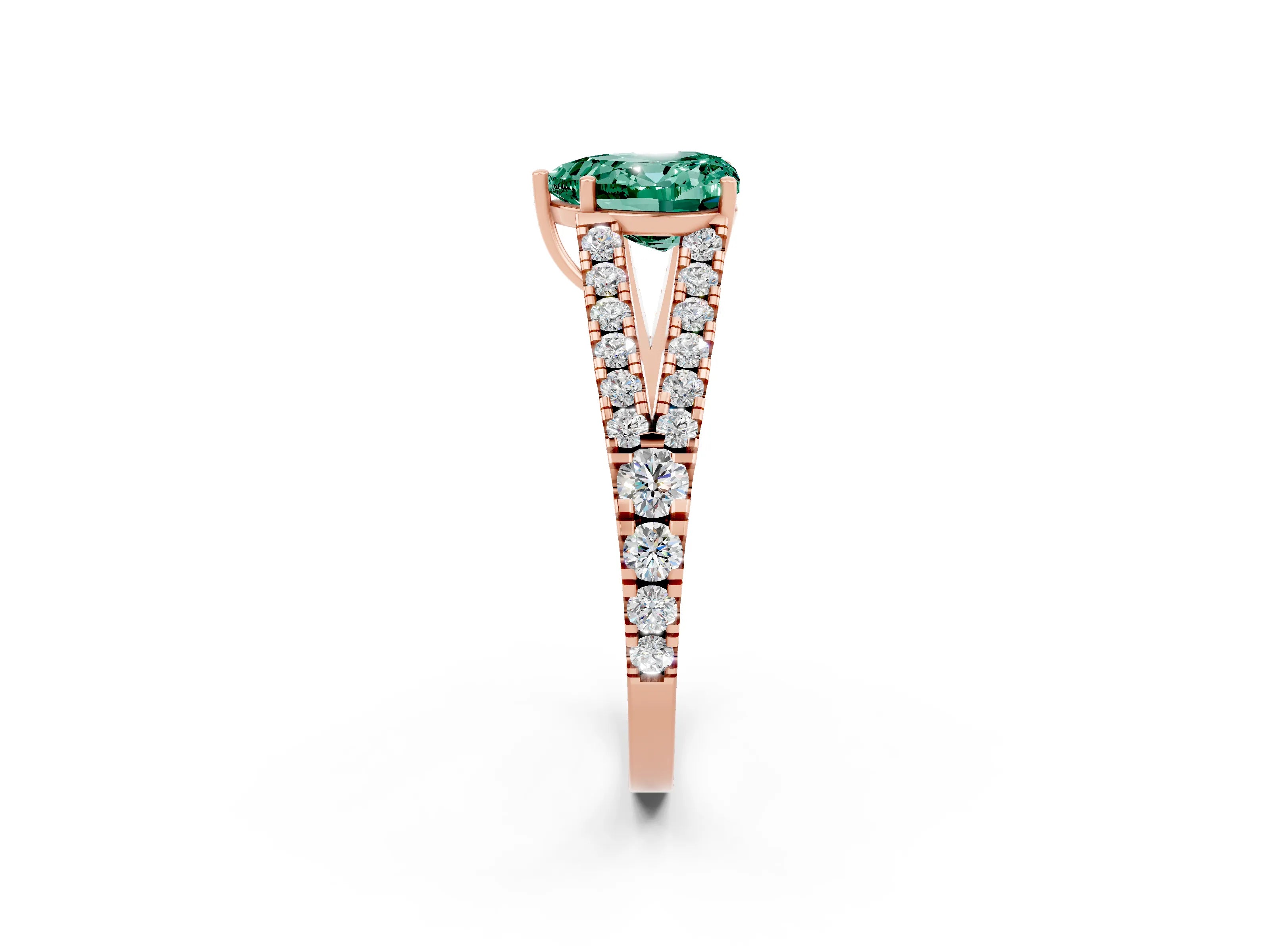 Rose gold Heart Cut Cut Split Shank Pave Diamond Engagement Ring with Four-Prong Setting_2