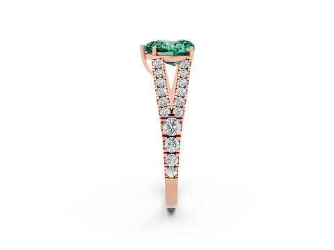 Rose gold Heart Cut Cut Split Shank Pave Diamond Engagement Ring with Four-Prong Setting_2