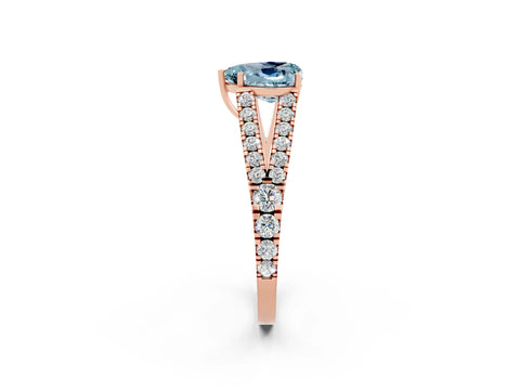 Rose gold Heart Cut Cut Split Shank Pave Diamond Engagement Ring with Four-Prong Setting_2