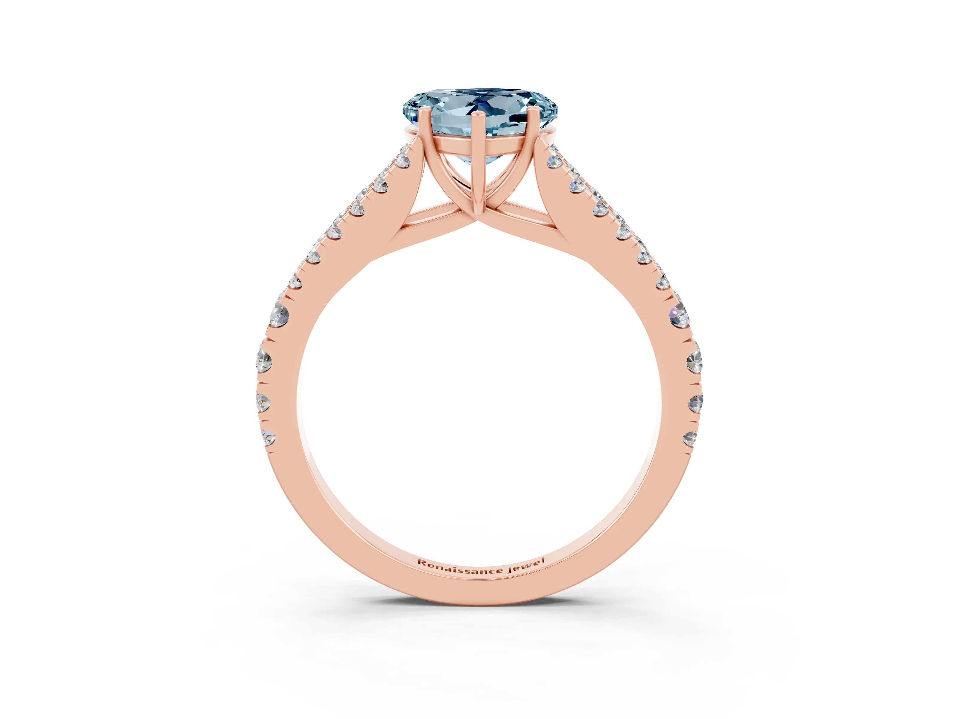 Rose gold Heart Cut Cut Split Shank Pave Diamond Engagement Ring with Four-Prong Setting_3